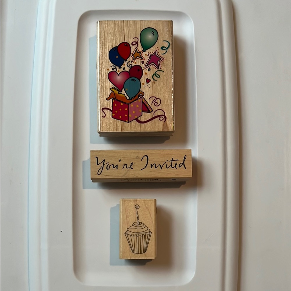 Rubber Stamps You're Invited, Cupcake, and Balloons